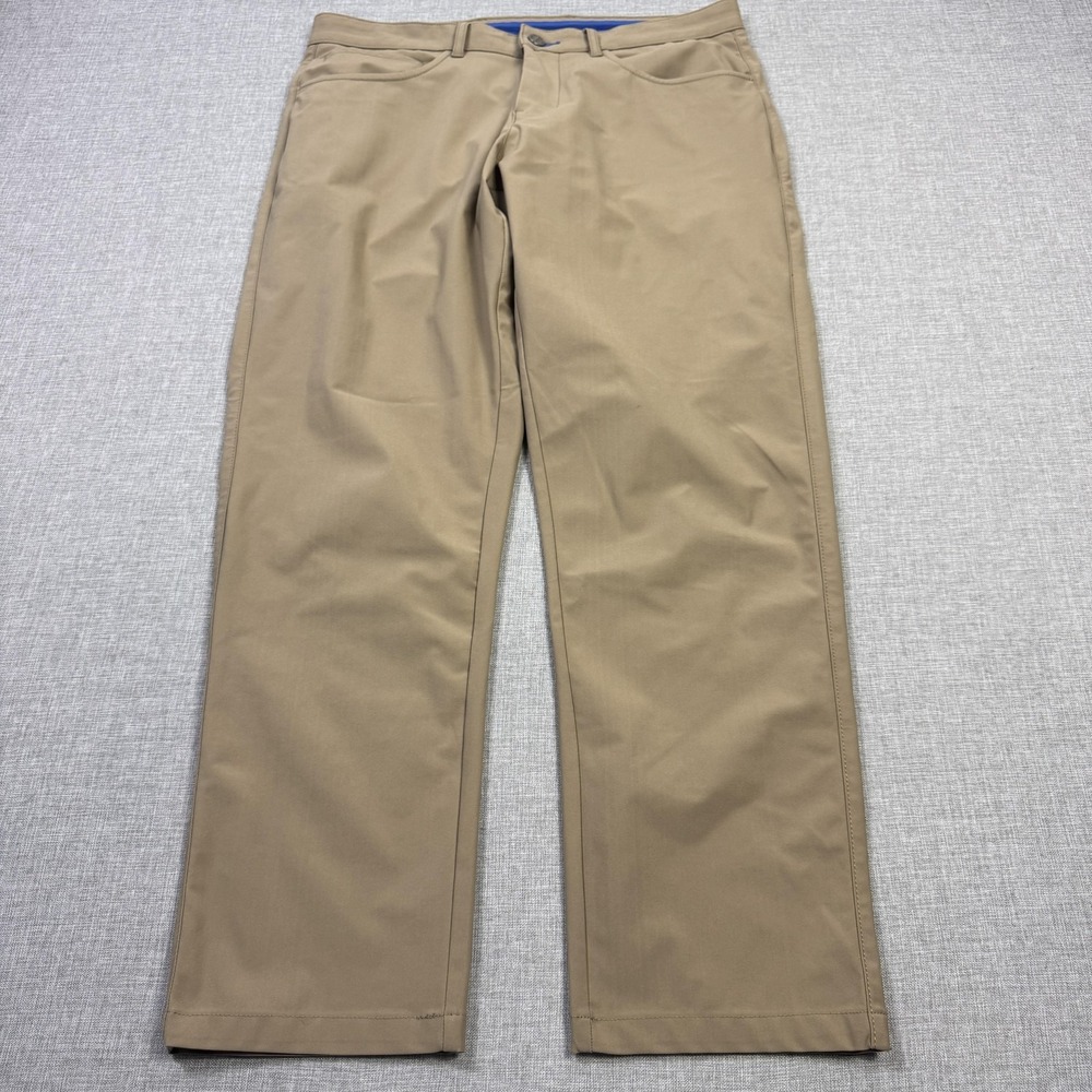 Twillory Pants Mens 33x28 Beige Chino Polyester Microfiber Slim Flat Front